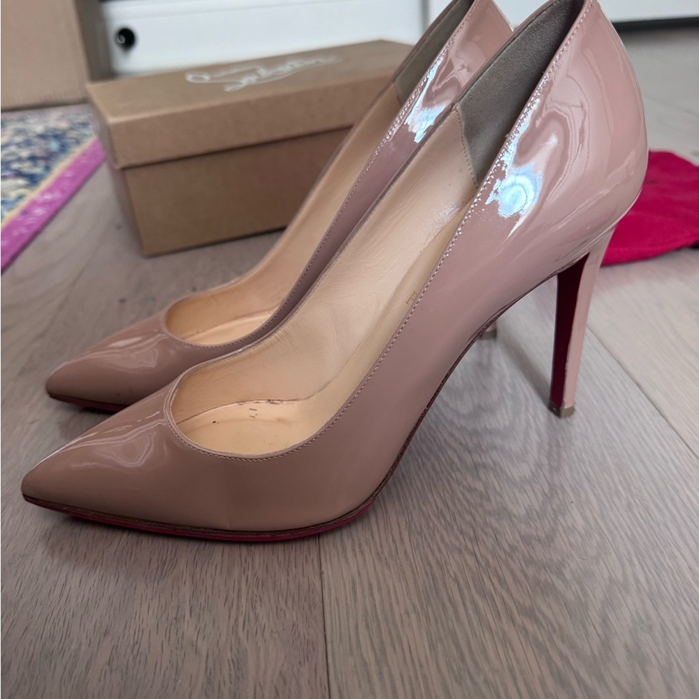 Christian Louboutin Pigalle 100mm, nude patent, size 40